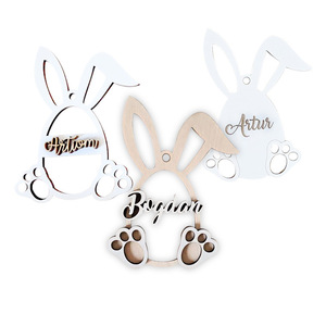 Etiquetas Personalizadas <span class=keywords><strong>para</strong></span> Cestas de Conejitos de <span class=keywords><strong>Pascua</strong></span>, Adornos Colgantes de Madera <span class=keywords><strong>para</strong></span> Regalos - Product Image 4