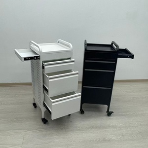 Chariot de rangement métallique robuste pour salon, avec tiroirs, design moderne, 4 roues, mobilier commercial pour salon, maison, bureau, hôtel - Product Image 1