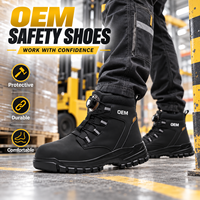 Bottes de sécurité montantes à boucle rotative, embout en acier anti-écrasement, résistantes à l'usure, pour entrepôt, construction, travail industriel, OEM