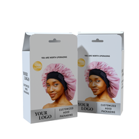 Boîte à bonnets en satin personnalisable avec logo privé, boîte à bonnets pour tresses, durags en soie, emballage en papier, boîte de présentation pliable pour bonnets