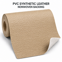Cuir synthétique PVC kaki beige avec support non tissé, imperméable, gaufré, simili cuir pour sellerie automobile et meubles