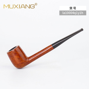 Muxiang Wooden Billiard Pipe Briarwood Straight Type Dark Engraved Silver Ring Black Sleeve Tobacco Pipe - Product Image 2