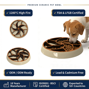 Comedero Lento de Cerámica Moderno, Ancho y Poco Profundo, Antideslizante, Impermeable y Resistente para Perros Grandes, Plato Anti-Flatulencias para Mascotas - Product Image 1