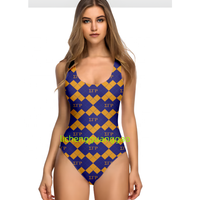 Maillots de bain Sigma Gamma Rho pour femmes, maillot de bain une pièce amincissant, maillot de bain uni, col rond, dos bas