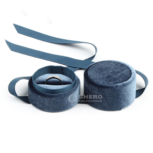 Shero venta al por mayor caja de exhibición de forma redonda cajas de almacenamiento de joyería de viaje de terciopelo anillo colgante caja de embalaje de joyería con logotipo - Product Image 4