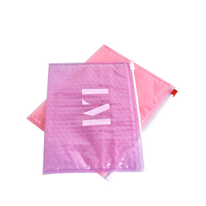 Eco Friendly Reusable <strong>Pink</strong> Zippered <strong>Bubble</strong> <strong>Mailer</strong> Pouch Cosmetic Shipping Packaging Bag for Makeup Travel Storage - Product Image 2