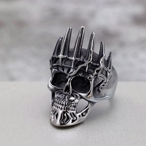 Anillo de Calavera con Corona Gótica Punk de Acero Inoxidable para Hombre, Diseño Geométrico, Joyería de Regalo - Product Image 1
