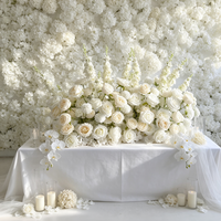 Chemin de table en fleurs artificielles en soie blanche personnalisé en usine pour allée de mariage, décoration de table de mariage, table des mariés