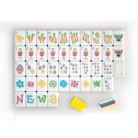 Ensemble de Mahjong Américain Jaune Uni Multi-couches à Motifs Lapin, Poussin et Carotte, Thème Pâques et Printemps