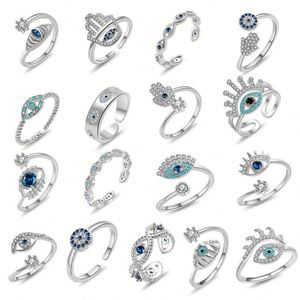 Bagues pour femmes très vendues, bijoux en cuivre plaqué motif œil et main, vente en gros directe du fabricant - Product Image 3