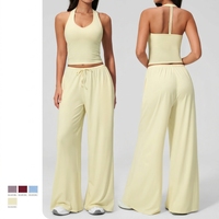 Ensemble de yoga brossé uni transfrontalier, séchage rapide, anti-plis, avec soutien-gorge de sport long et bretelles, pour la course et le fitness, pour femme