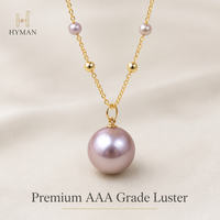 Collier Pendentif Chaîne à Maillons en Alliage de Qualité AAA Exquise avec Grande Perle Edison de 10-11mm, Violet et Blanc, pour Femme