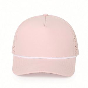 Wholesale High Quality <b>Waterproof</b> Laser Cut Hole Perforated Dad <b>Hat</b> With Custom Logo Baseball Caps With Rope - Product Image 3