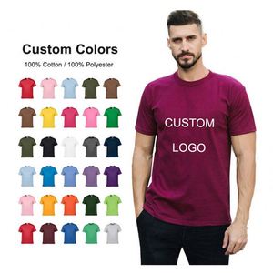 Wholesale Solid Color <b>White</b> Unisex Black Polyester Cotton <b>Tee</b> T Shirt Custom High Quality Blank Heavyweight <b>Plain</b> Men's T-Shirt - Product Image 2