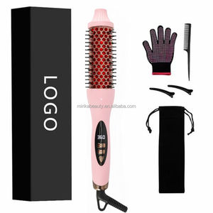 2 en 1 Boucleur à chaleur instantanée Outil de coiffure <span class=keywords><strong>Brosse</strong></span> à cheveux électrique à infrarouge Fer à lisser chaud Peigne thermique <span class=keywords><strong>Brosse</strong></span> <span class=keywords><strong>ronde</strong></span> - Product Image 2
