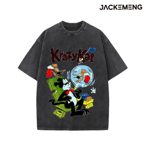 เสื้อยืดโอเวอร์ไซส์ลายพิมพ์ <span class=keywords><strong>Krazy</strong></span> Kat สไตล์วินเทจ ล้างสีแล้ว สินค้าจากอเมริกา ขายส่ง เสื้อยืดลำลองสไตล์ Y2K - Product Image 3