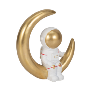 Statuetta di Astronauta con Luna Crescente, Scultura in Poliresina, Decorazione Celeste per Mensole e Tavolini - Product Image 2