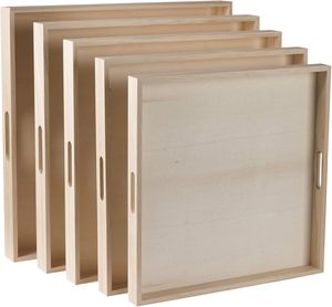 Plateau de service en bois fait main élégant, léger, durable et robuste pour le petit-déjeuner, les collations, les boissons, parfait pour la maison et l'hôtel - Product Image 1