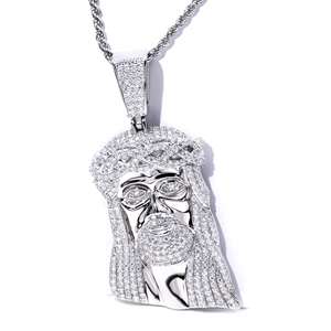 Collier pendentif visage de Jésus serti de diamants Tianyu Gems, moissanite, plaqué or, style hip-hop, unisexe - Product Image 2