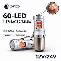 Ampoule LED automobile CANBUS 1157 BAY15D P21/5W 12V 24V 9-50V 8W 600mA 60 SMD 5 LED latérales avec lentille supérieure, rouge et blanc, pour feux stop et feux arrière