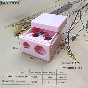 Grosir kosmetik baja nirkarat plastik rautan pensil garis bibir alis 2 ukuran lubang rautan pensil rias - Product Image 5