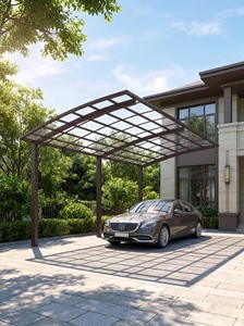 Abri voiture en aluminium résistant aux intempéries de qualité supérieure avec toit anti-UV pour usage résidentiel sur allée. - Product Image 4