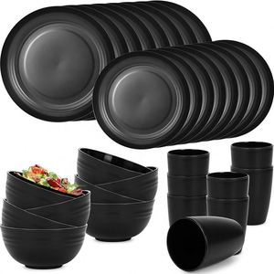 16PCS BPA Free College Dorm <b>Dinnerware</b> Dishes Kitchen Wheat Straw Plates and Bowls <b>Dinnerware</b> Sets - Product Image 1
