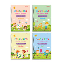 Cuaderno de Caligrafía Mágica en Francés para Preescolar, Cuaderno de Práctica de Escritura Reutilizable para Niños
