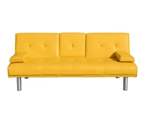 Living Room High Quality Foldable Sleeping Multi-function Yellow PU Fabric Sofa Bed with BT Speaker