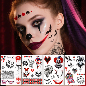 สติกเกอร์แทททูชั่วคราวลายปีศาจสำหรับฮาโลวีน ลายสยองขวัญ ลายศิลปะบนใบหน้าและร่างกาย ลายปากปีศาจ กองกำลังปีศาจ แบบติดด้วยน้ำ กันน้ำ พิมพ์ลาย - Product Image 5