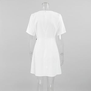 Dropshipping moda estate nuovo abito Midi manica corta per le donne nero bianco contrasto colore carino Y2K naturale <span class=keywords><strong>con</strong></span> <span class=keywords><strong>spacco</strong></span> laterale - Product Image 5