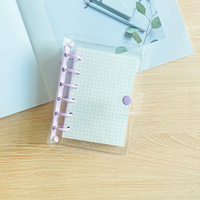 Macaron Transparent PVC Couverture 6 Anneaux A7 Cahier Potable à Feuilles Mobiles Couleur Bonbon Classeur Transparent Journal Carnet