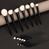 Daily Queen & Mor-phe 18 pinceaux de maquillage professionnels en poils nano blancs avec manche noir brillant, qualité supérieure et sensation luxueuse, logo personnalisé
