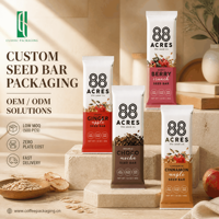 Sachet personnalisé imprimé à trois soudures en PET+PE Mylar avec encoche de déchirement facile pour l'emballage de barres protéinées, granola, lait et gelée