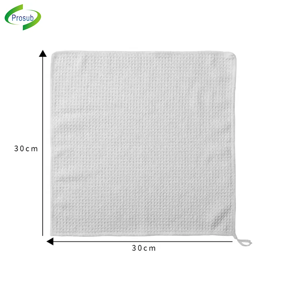 Prosub Groothandel Sublimatie Wafel Theedoek Blanco Op Maat Bedrukt Logo Polyester Microfiber Sublimatie Keukenhanddoeken