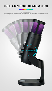 Bonne qualité sonore ABS RGB Gaming Desktop Microphone à condensateur Réduire le bruit Streaming Podcast USB RGB <span class=keywords><strong>Effet</strong></span> d'éclairage dynamique - Product Image 4