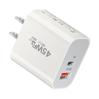 Pengisi Daya Cepat PD45W USB-C PD3.0 USB-A QC3.0 45W dengan Bahan Tahan Api untuk //Ponsel & Earphone Universal