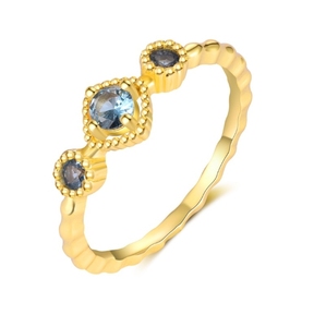 Twelve Birthstone Zircon Anillo de moda para mujer de cobre chapado en oro inspirado en lujo - Product Image 3