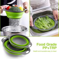 Ronde Vormbare Opvouwbare Vergietset, Silicone Vergiet, Fruit- en Groentewasfiltermandje