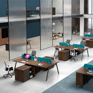 Văn phòng cubical nhân viên bàn đôi cho văn phòng kết hợp máy trạm làm việc 4 chỗ