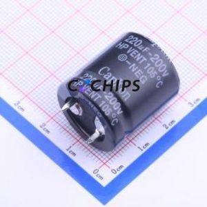 Condensateur électrolytique en aluminium à encliquetage HP221M200M260A, composant traversant (THT), D22xL26mm 220uF 20% 200V 10mm - Product Image 1