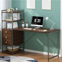 Bureau d'ordinateur moderne simple, pas cher, de petite taille avec étagères B209