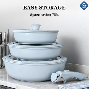 Sartén Antiadherente <span class=keywords><strong>de</strong></span> Aluminio con Revestimiento <span class=keywords><strong>de</strong></span> <span class=keywords><strong>Granito</strong></span>, Utensilio <span class=keywords><strong>de</strong></span> <span class=keywords><strong>Cocina</strong></span> Saludable, Sartén <span class=keywords><strong>de</strong></span> Chef, Libre <span class=keywords><strong>de</strong></span> PFOA, Apta para Inducción, con Mango Desmontable Moderno - Product Image 2