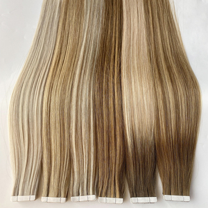 Extensions de cheveux humains chinois vierges Remy à double brin sans couture, d'un seul donneur, doux, lisses, invisibles, adhésives, blond blanc, 2026 - Product Image 2