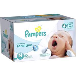 Pañales Swaddlers Sensitive 100% al por mayor, talla recién nacido, 80 unidades, hipoalergénicos para bebés - Product Image 1