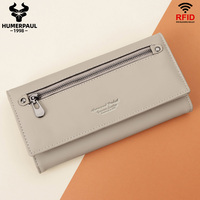 Nouveau Portefeuille Long Décontracté en Cuir Véritable pour Femme avec Porte-Monnaie, Porte-Cartes, Anti-Vol RFID et Grande Fermeture Éclair – Accessoire de Voyage