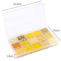 YWJC Penjualan Terlaris 15 Grid Per Set 210 Gram Aksesoris Perhiasan Gelang Kalung Manik-Manik Kaca Tabung Set Bahan Manik-Manik