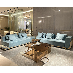 Juego de Sofás de Cuero Italiano Moderno de Lujo, Combinación Modular de Alta Gama para Sala de Estar, Casa, Villa o Mansión - Product Image 4