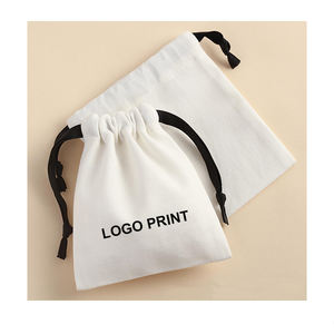 Logo personnalisé boucle d'oreille Bracelet toile coton bijoux sac cadeau coton sergé bijoux emballage sac coton lin bijoux pochette - Product Image 1