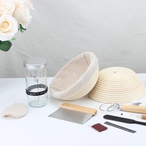 Complete Banneton Bread Proofing Basket Set 9 Inch Round Basket Bread Lame Dough Whisk Metal Scraper Sourdough Bread <strong>Baking</strong> <strong>Kit</strong> - Product Image 4